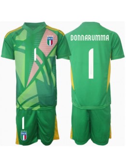 Italien Gianluigi Donnarumma #1 Målvakt Replika Borta Kläder Barn EM 2024 Kortärmad (+ byxor)